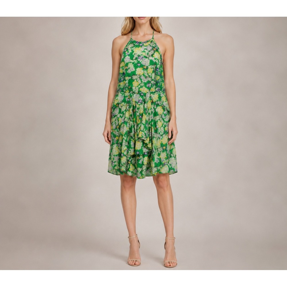 Rebecca Taylor Silk Floral Halter Dress Ethereal Romantic Statement Gauzy *SZ M